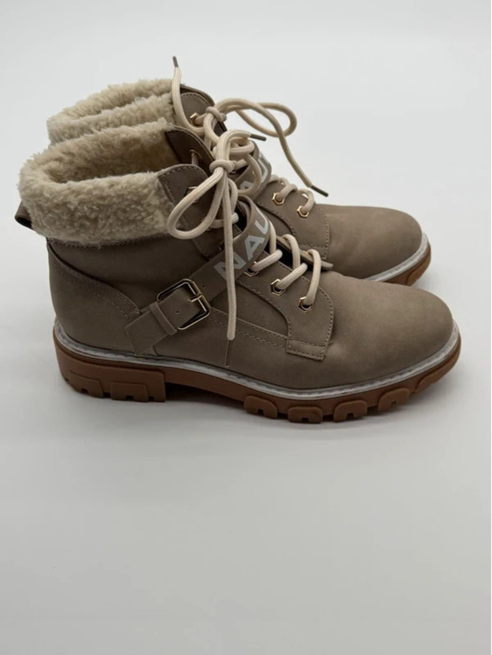 Nautica Women’s Size 8 Taupe Faux Fur Trim Ankle Boots